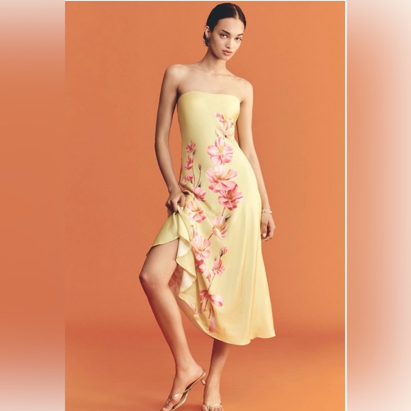 Anthropologie Dresses & Skirts - FARM RIO Strapless Printed Midi Split Dress